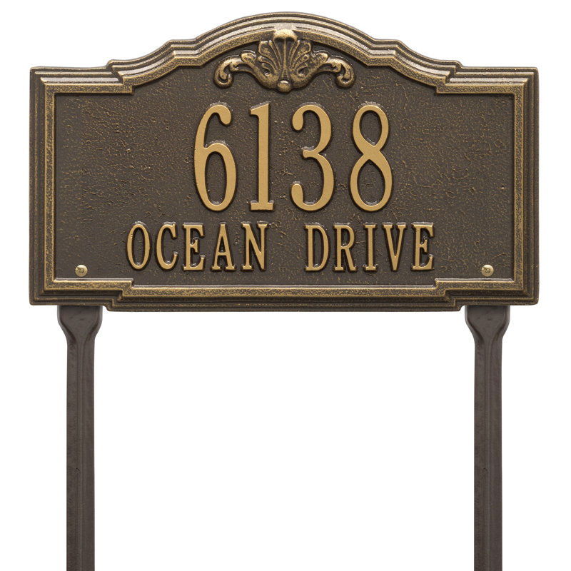 Gatewood Personalized Standard 2-Line Lawn Address Sign, Yes, Bronze/Gold