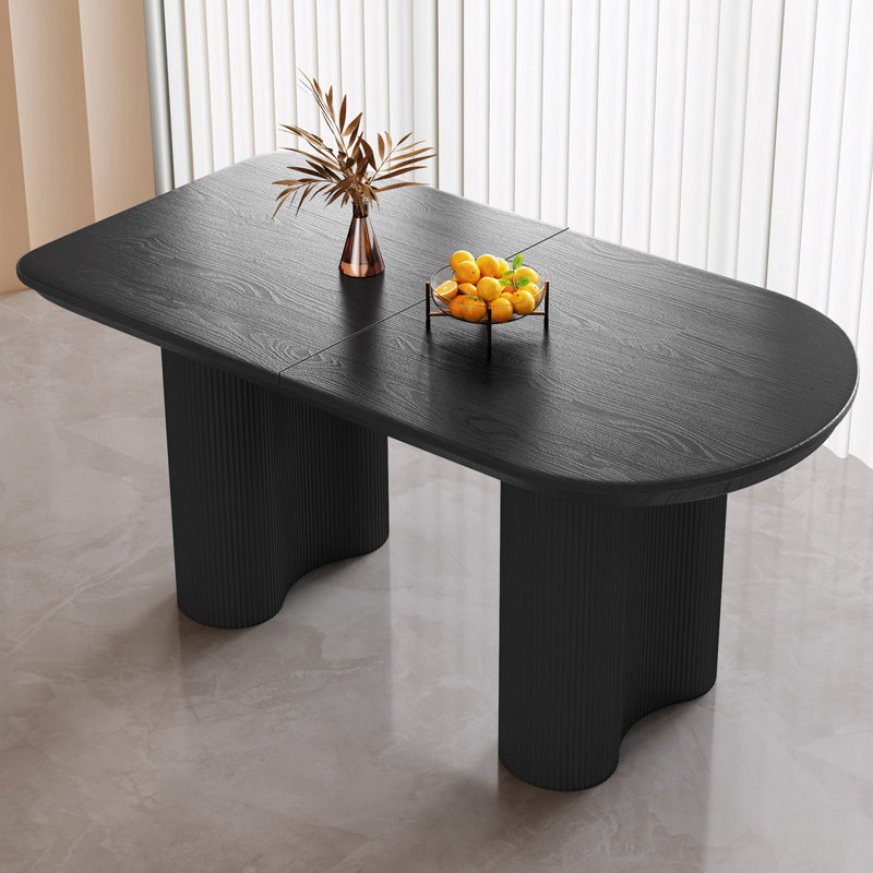 Abishan 55" Modern Oval Black Dining Table for 6 People,Kichen Table For Dining Room Kichen Room, Black