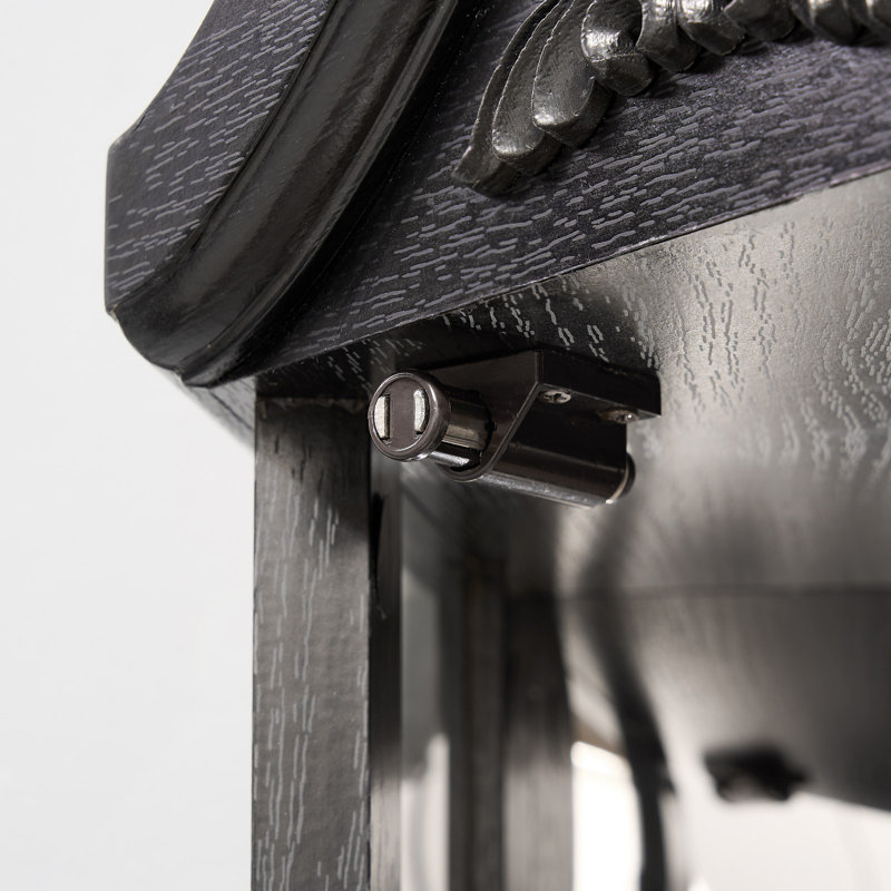 Vitrine de coin vitrée éclairée avec tablettes ajustables, Noir, noir, noir, noir