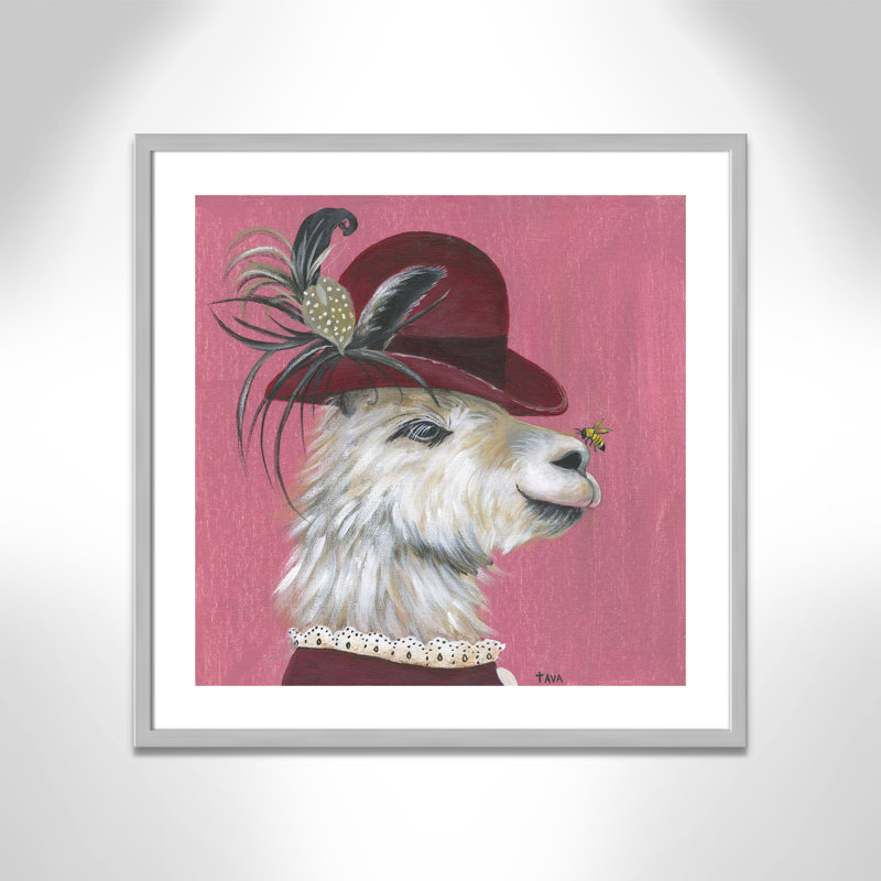 Art sur toile llama, H 27,5 po x l 27,5 po x P 1,18 po, Cadre argenté