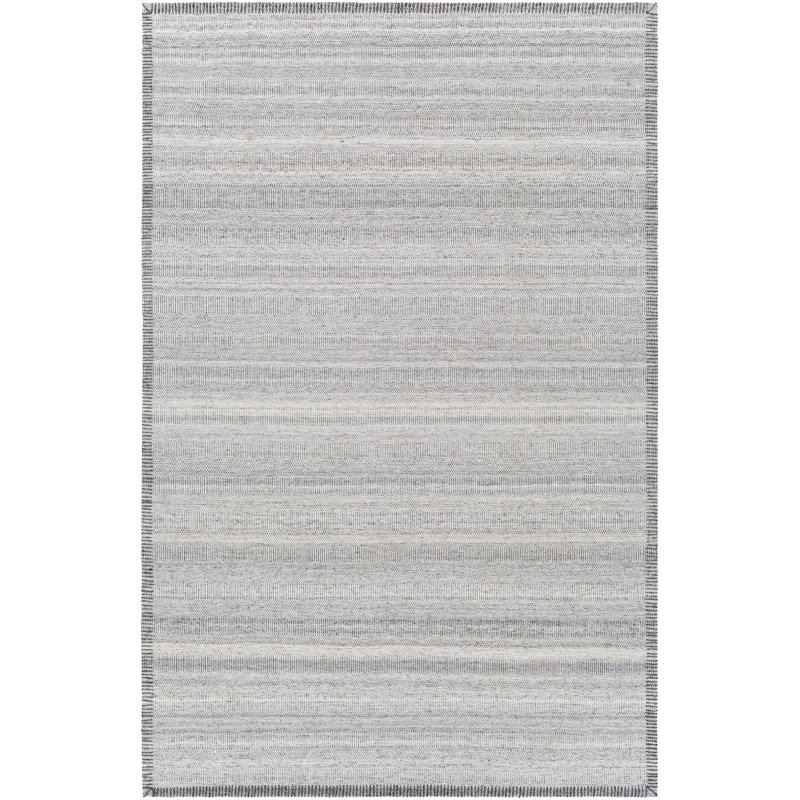 Tapis gris argenté tissé à plat à la main Eljah, Rectangle 2 pi x 3 pi