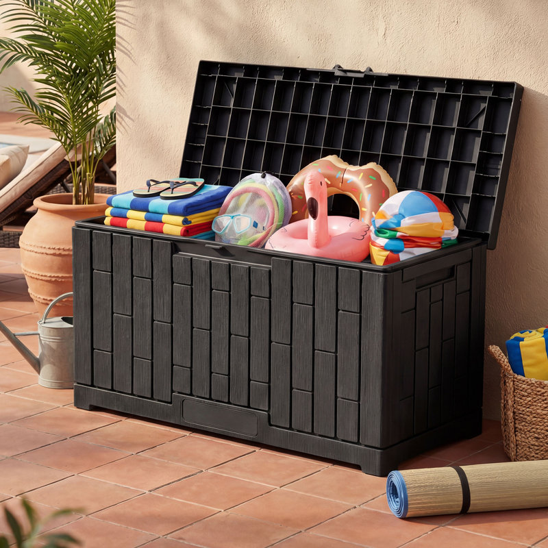 Boîte de rangement imperméable en résine Balconera, Noir