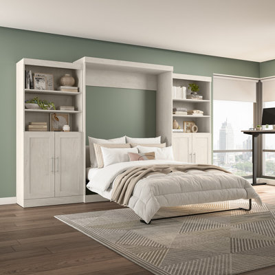 Arlex Queen Bed and 2 Shelving Units with Doors (126W)