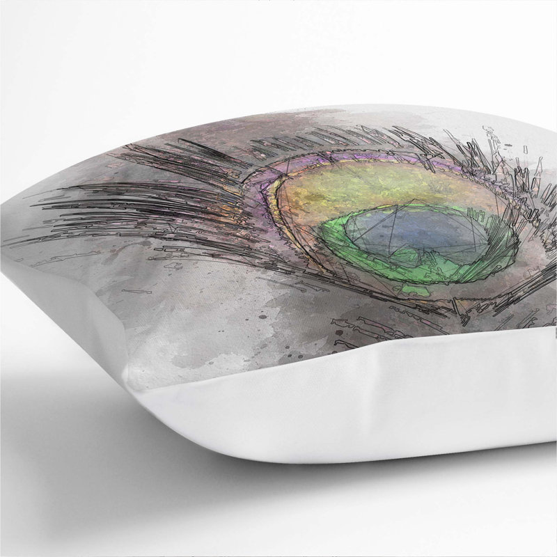 Abstract Square Cushion, 40cm H x 40cm W x 15cm D, White