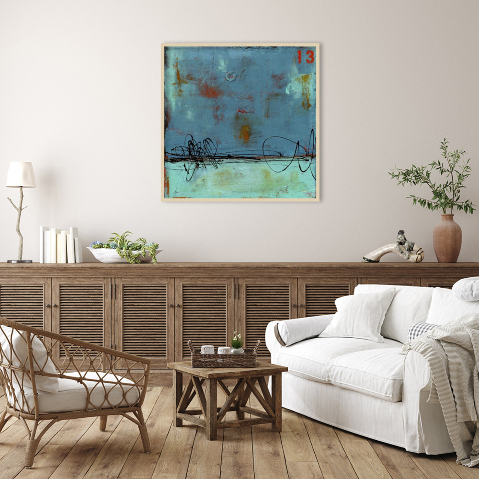 Blue Bay Marina I Print by Erin Ashley, 41" H x 41" W, Brown
