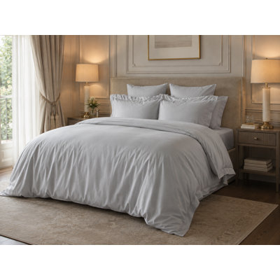 600TC 100% Egyptian Cotton Duvet Set Cotton Solid Colour Duvet Cover Set