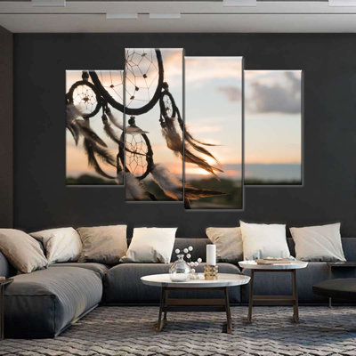 " American Indian Dreamcatcher Wall Art Multi Piece Canvas Print " 4 - Pieces