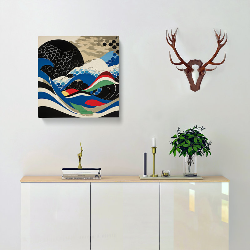 Japanese Wave Suprematism No.3 - Wrapped Canvas