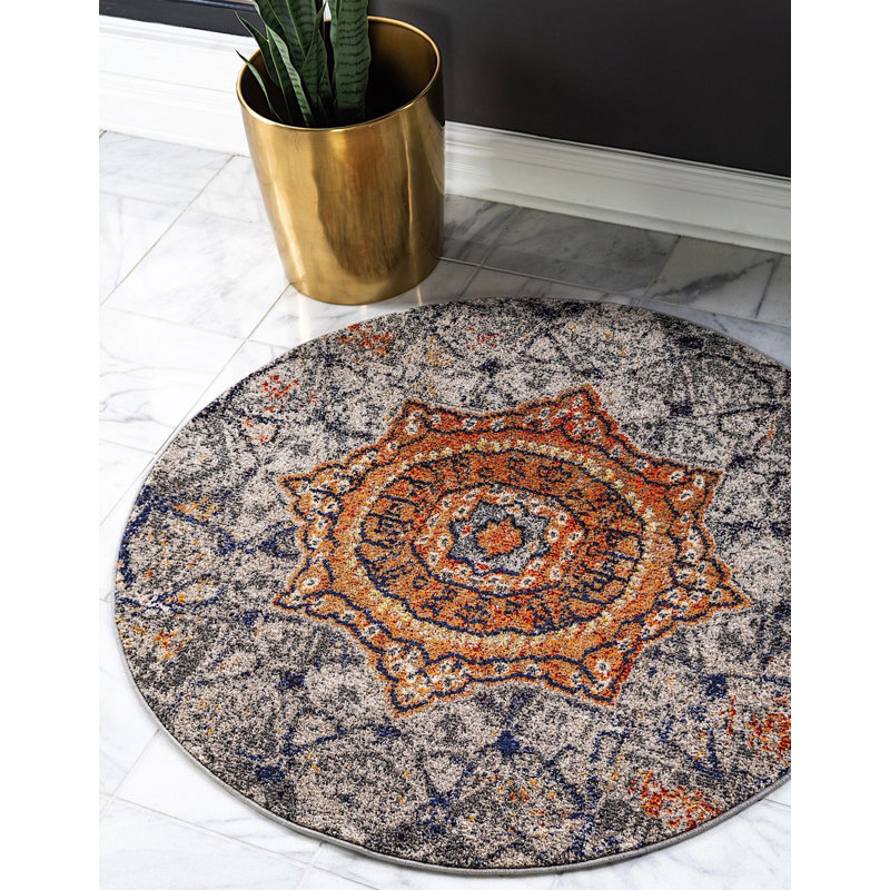 Abstract Indoor Rug, Round 4'