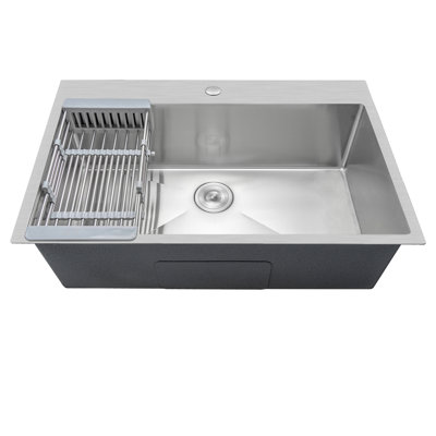 Drop-In Brushed Stainless Steel Single Bowl 1-Hole Kitchen Sink