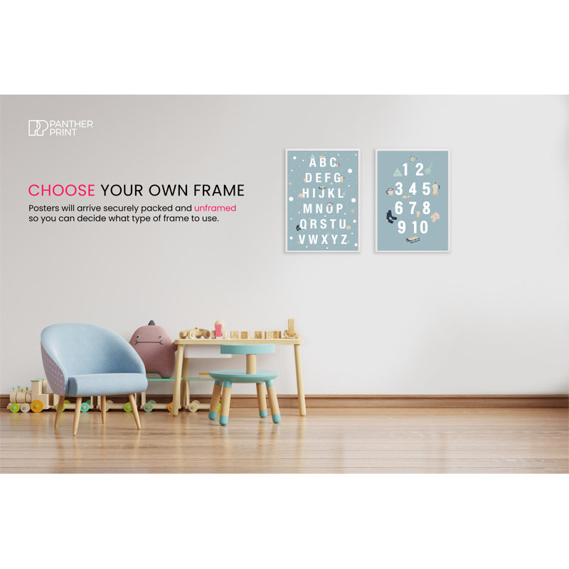 Winter Alphabet And Numbers 1-10 Educational Classroom - 2 Piece No Frame Print Set, 29.7cm H x 21cm W