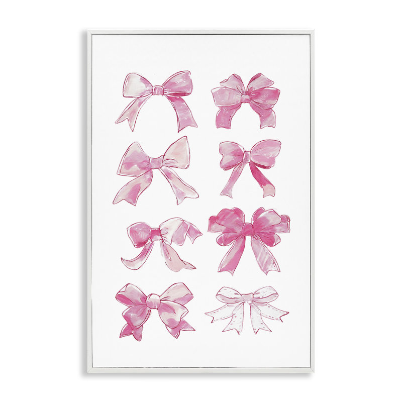 «Rows of Pink Bows», estampe numérique par Ramona Murdock, Giclée encadrée blanc bord de mer, H 18 po x l 12 po