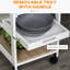 Chariot de rangement à roulettes pour la cuisine - blanc avec cadre en bois massif Légumes et plats Îlot mobile sur roulettes