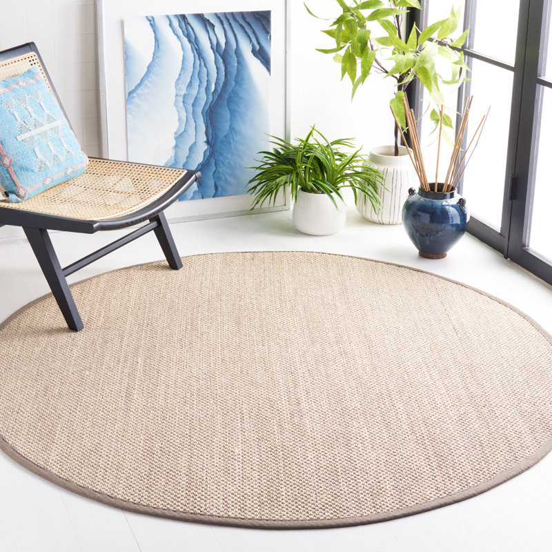 Tapis en jute / sisal / gris kaki Torbin, Rond 9 pi