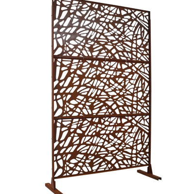 Écran d'intimité extérieur et intérieur en métal - l 76 po H48 po - rouge rouille pour panneaux de clôture de patio, de terrasse et de balcon