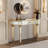 47 Inch Half-Moon Mirrored Console Table, Fluted Glass Entryway Vanity Desk with Crystal Knob Drawer, Solid Hardwood Crescent Foyer Table for Bedroom Dressing-561412085