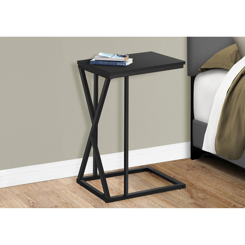 Table d'appoint contemporaine pour chambre à coucher, fabrication en stratifié noir et en métal, profondeur de 10,17 po, largeur de 19,05 po, hauteur de 24,76 po, assemblage requis pour le salon, conception moderne, légèreté