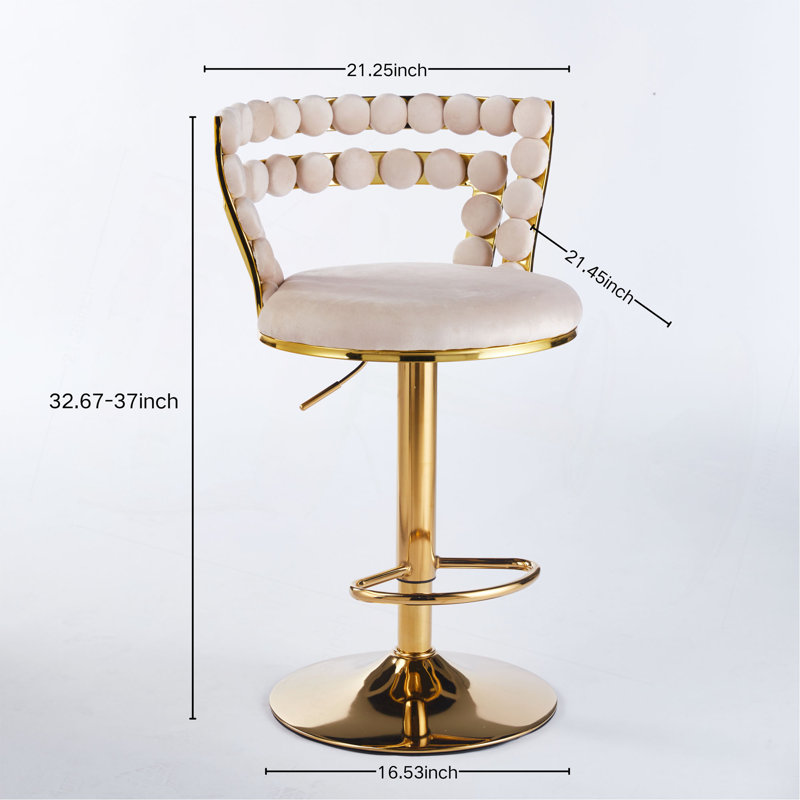 Ensemble de table de bar Modern Gold moderne avec 2 tabourets de bar réglables, table de pub ronde à motif de marbre pour le bar et la cuisine
