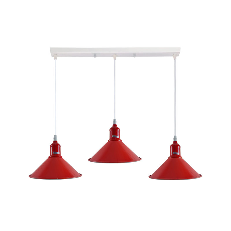 Dutcher 3 - Light Silver Kitchen Island Pendant, Red, No