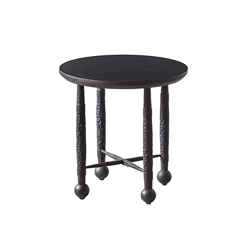 Retro Black Solid Wood Round Coffee Table