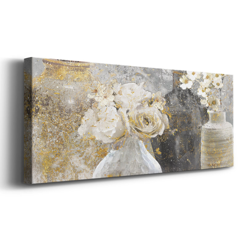 Toile tendue avec châssis Fleur Couture, H 24 po x l 60 po x P 1,5 po