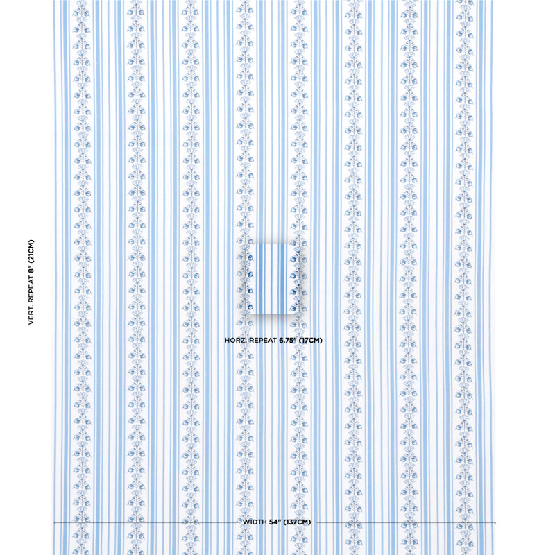 Schumacher x Marie-Anne Oudejans Delft Stripe Fabric, Cornflower Blue