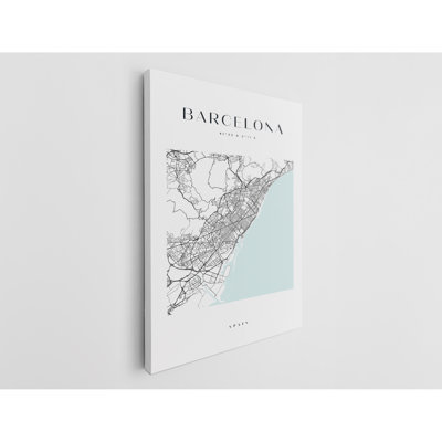 «Barcelona Map Print», reproduction sur toile