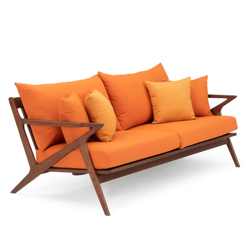 Minhaj Sunbrella Outdoor Sofa - Blue, Sunbrella Tikka Orange
