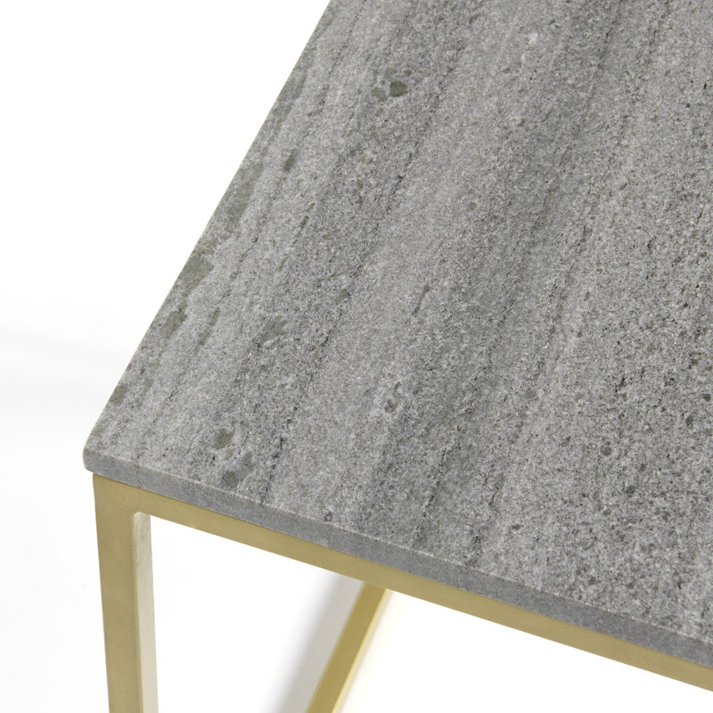 Gareth Marble Top End Table, Gray, Antique Brass