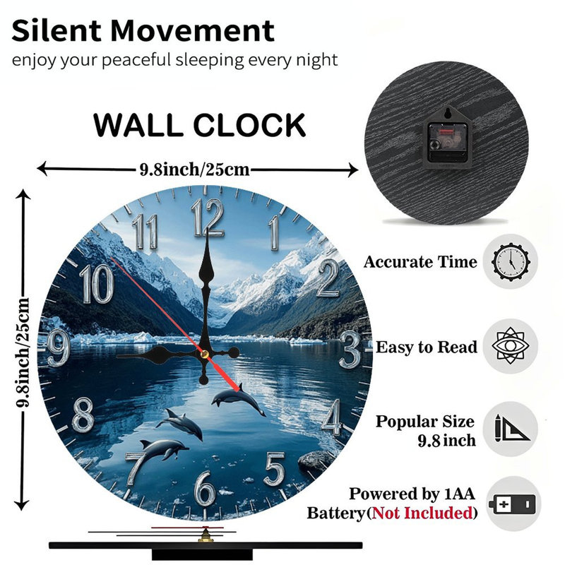 Horloge murale Mountain Lake Dolphins
