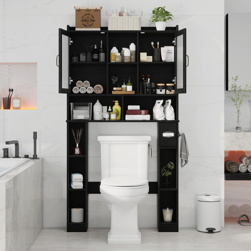 Armoire de rangement au-dessus de la toilette, armoire de rangement Farmhouse au-dessus de la toilette avec portes en acrylique