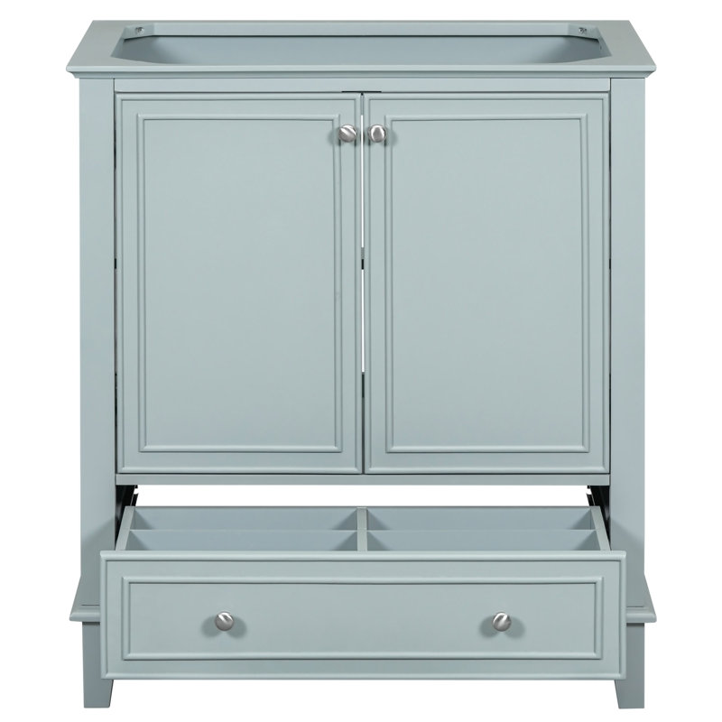 Meuble-lavabo 30 po sans lavabo, base seulement, armoire de salle de bain multifonctionnelle avec portes et tiroir, structure solide et panneau en bois aggloméré