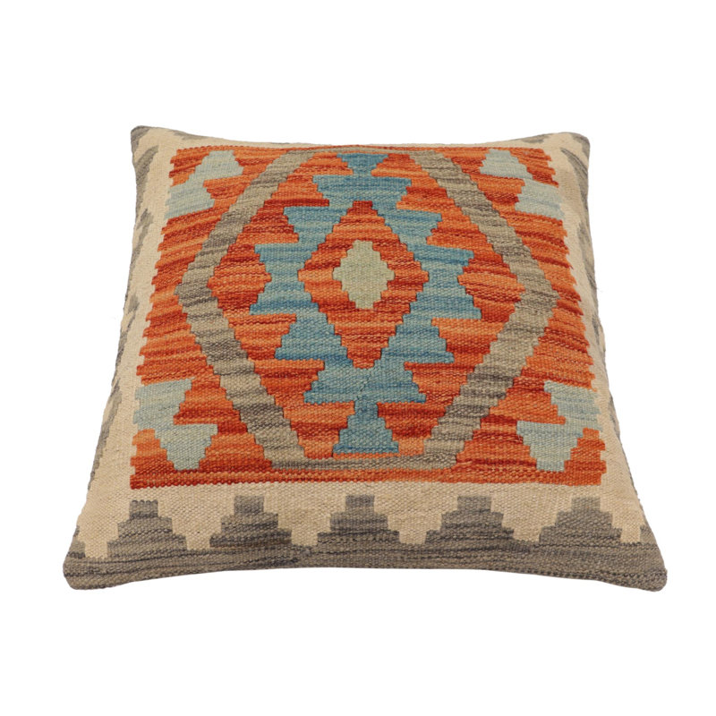 Coussin kilim tissé à la main Southwestern Marsh, H 20 po x l 20 po, Rouille / bleu / beige / gris