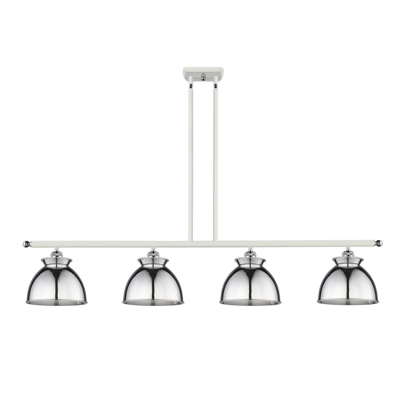 Luminaire suspendu en forme de dôme pour îlot de cuisine 4 lumières Arev, Non, Chrome poli, Blanc
