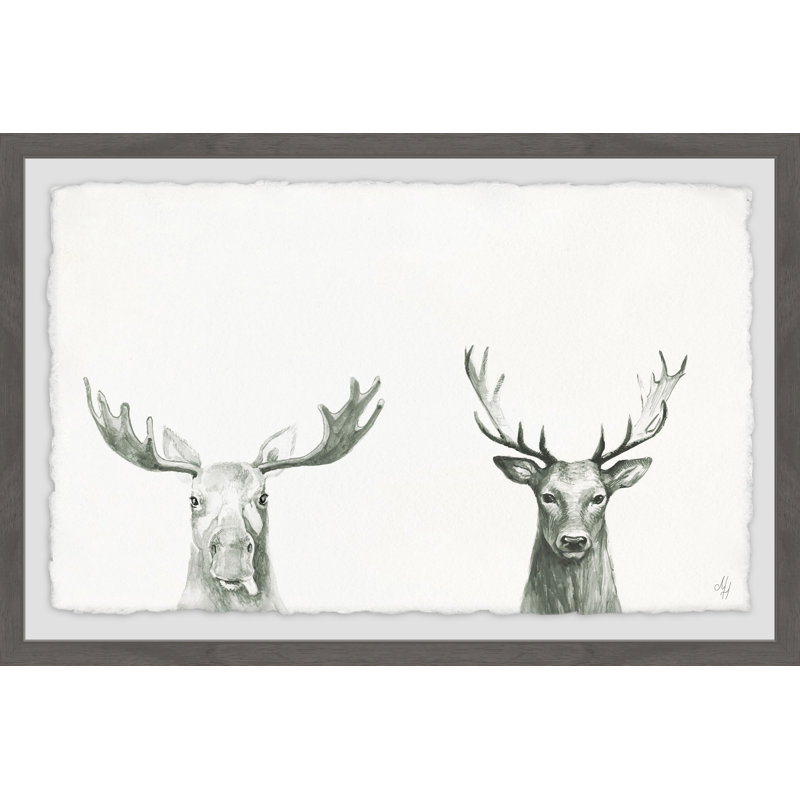 Antler Pair by Marmont Hill - Single Picture Frame Painting, 41cm H x 61cm W