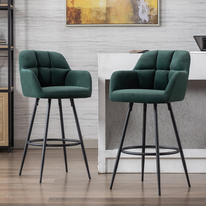 Tabouret 30 "Irelyn, Velours vert