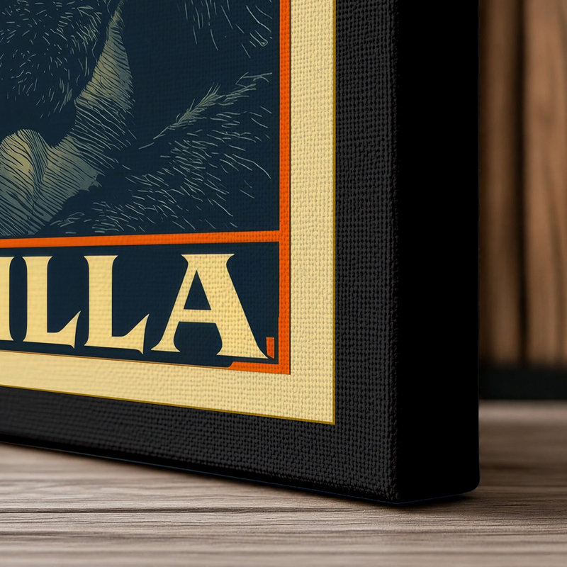 Golden Gorilla Art Deco - Wrapped Canvas, 36x24 - 91.4 x 61.0 cm, Black Border