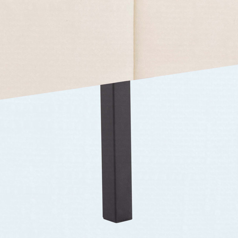 Grand lit plateforme tapissier en tissu, support de lattes en bois massif, facile à assembler, beige, Beige, Grand lit