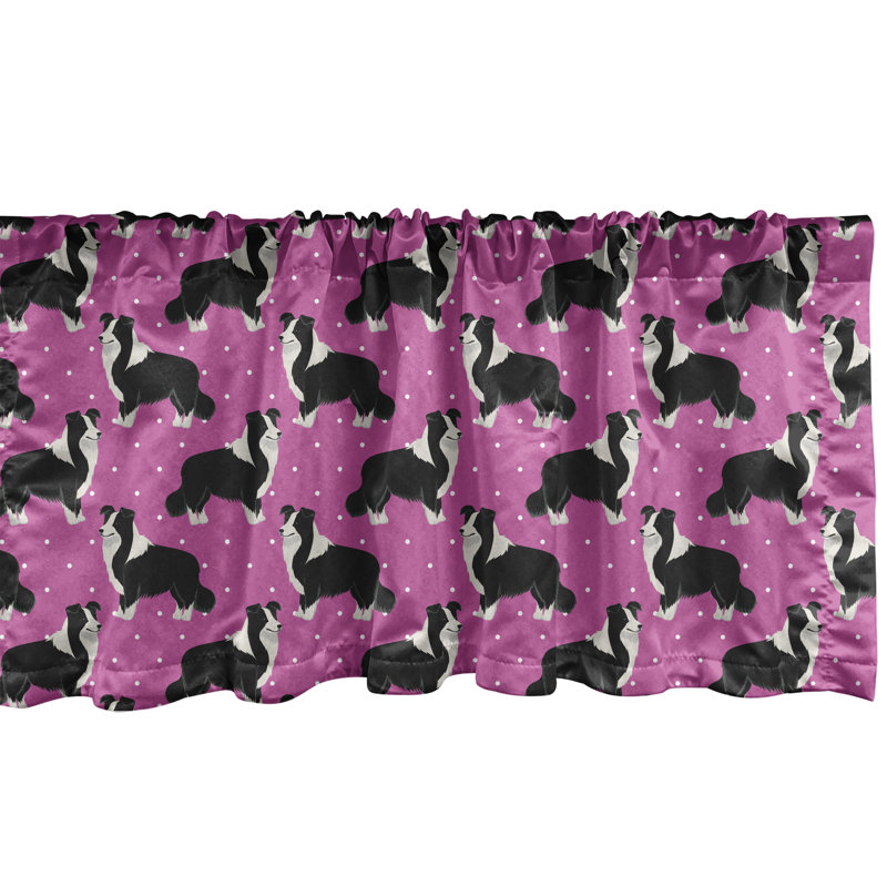 Cantonnière Ambesonne à pois rose et gris, L 54 po x L 12 po