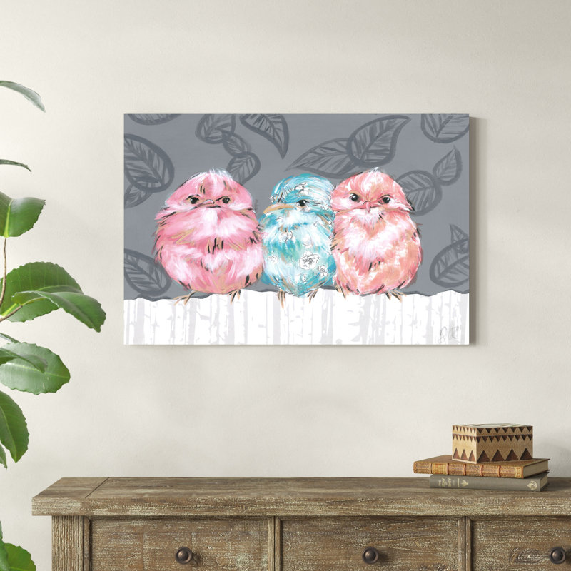 Trio d'oiseaux de l'UA CH II, H 24 po x l 36 po x P 1,25 po
