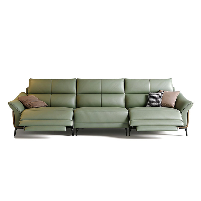 Canapé modulaire vert en cuir véritable, Vert