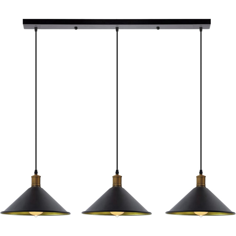 Tybalt 3 - Light Black Gold Line Cone Pendant, Yes