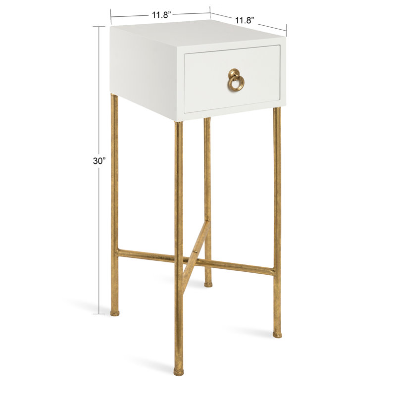 Table de bout avec rangement Jamie-Lee, Blanc