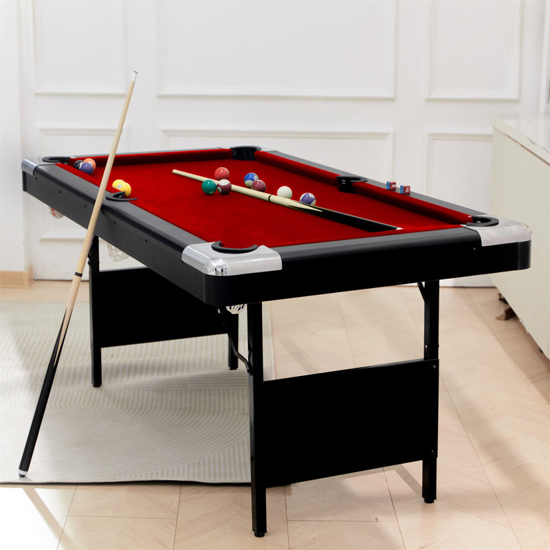 Table de billard et table de billard pliable portative de 85 pouces compacte avec accessoires, Rouge