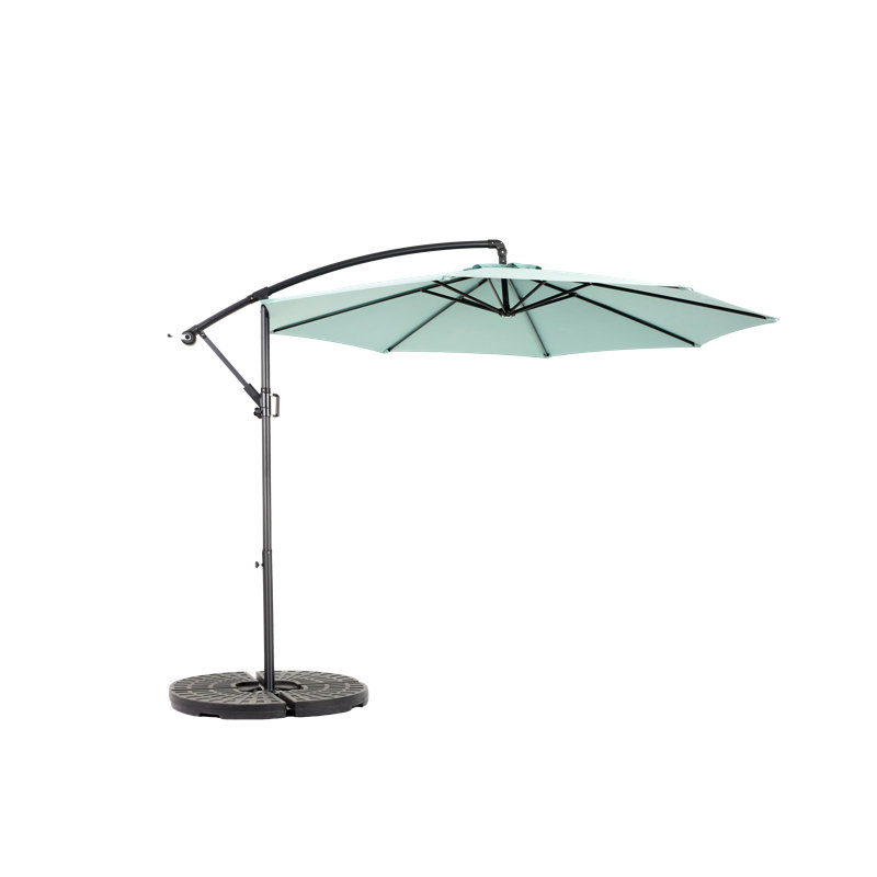 Parasol de marché suspendu de 10 pi avec ajustement facile de l'inclinaison, abat-jour en polyester, 8 nervures pour la cour arrière (vert clair) (sans base) Best Choice Products