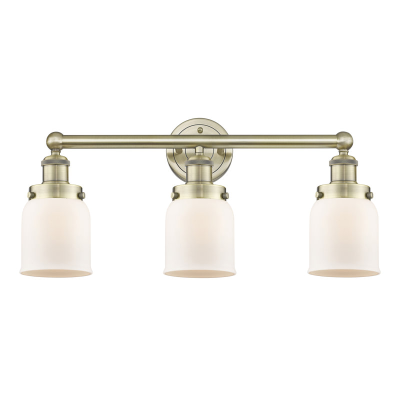 Éclairage de salle de bain à intensité variable à 3 lumières Armoni, Blanc mat, Laiton antique