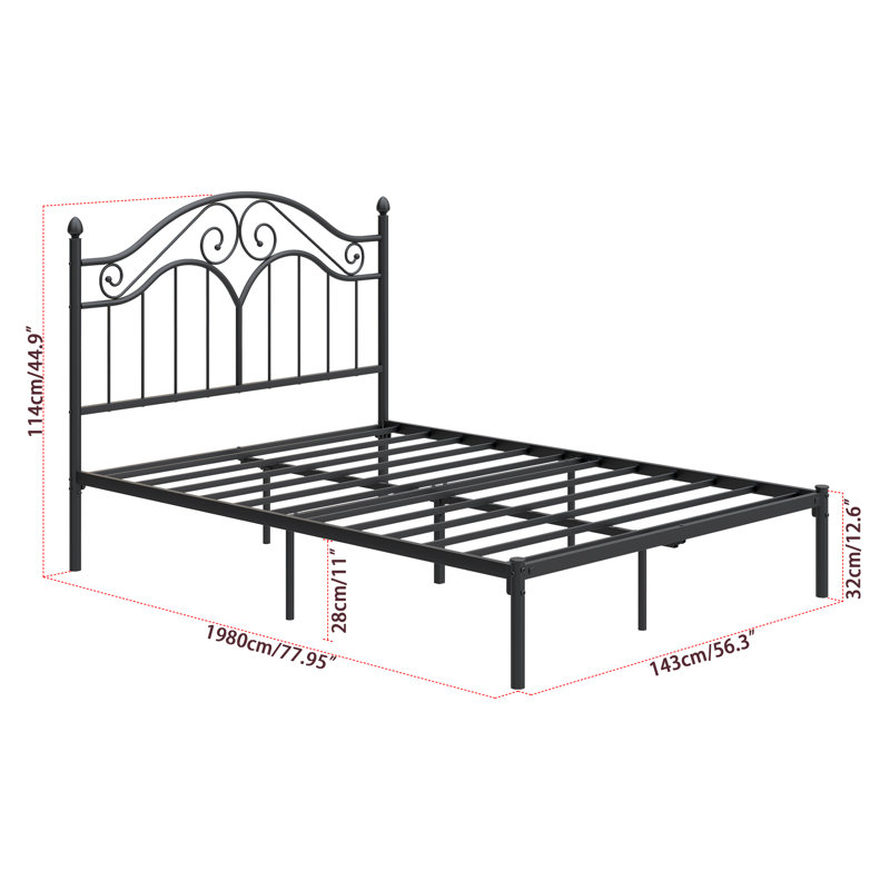 Lit plateforme Alecia, Double, Noir