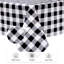 Nappe à carreaux en vinyle avec envers en flanelle, rectangle noir et blanc de 52 po x 90 po