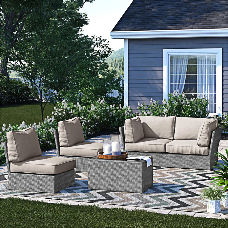 Wicker Patio Seating Group With Cushions