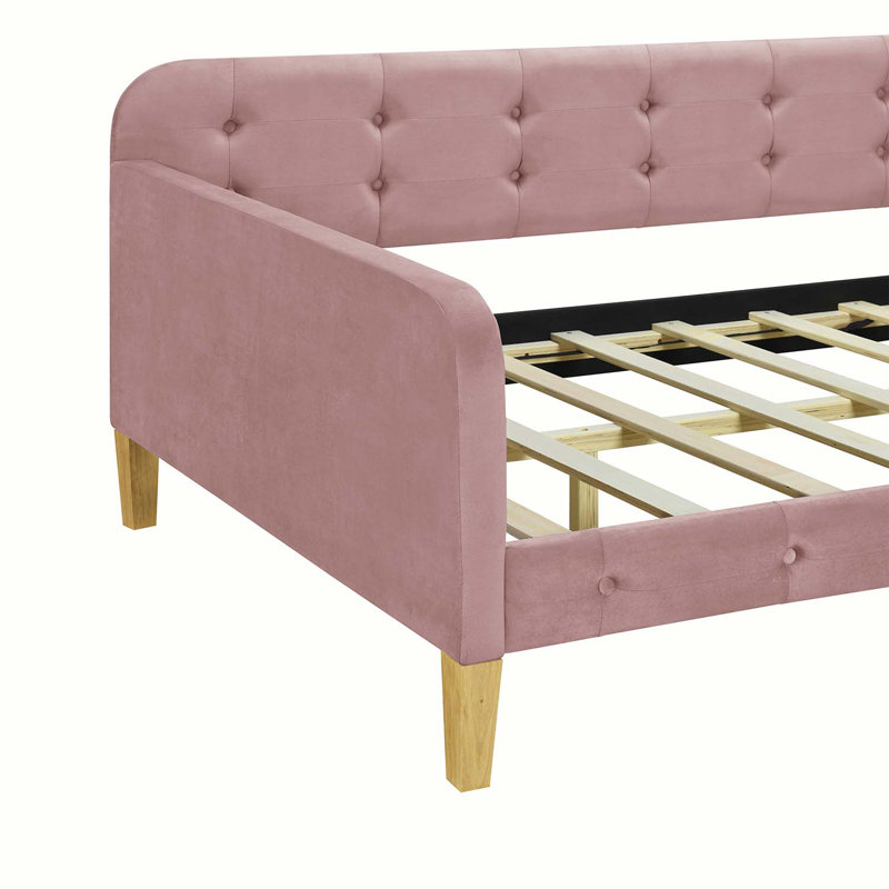 Nicoll  Upholstered Daybed with 4 Support Legs, Twin, Pink